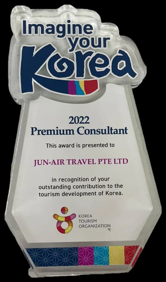 Imagine your Korea 2022 Premium Consultant acrylic award from the Korea Tourism Organization