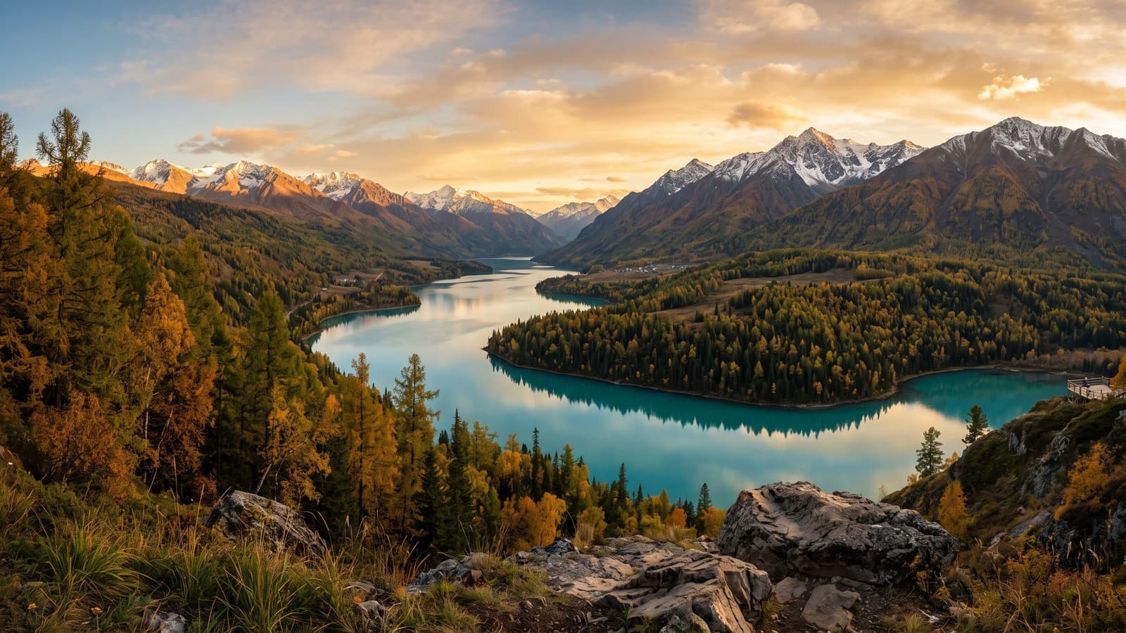 8D Winter Sonata Xinjiang Tour (S21 Desert Highway – Sea of Devils – Kanas Lake – Hemu Village – Sayram Lake)