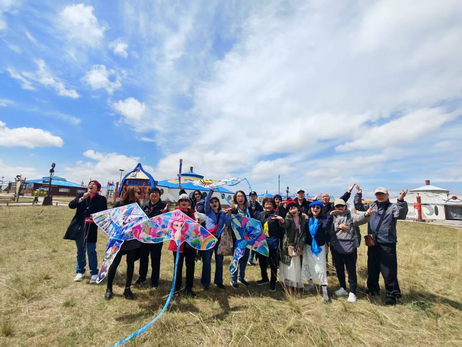 JUN-AIR group flying kites on Inner Mongolia grasslands